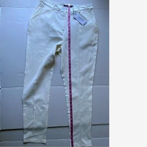 Boohoo, Olivia Tailored Tuxedo Pintuck Trousers, Light Cream,Sz8, Sleek,Elegant